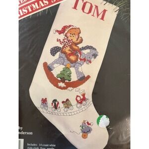 Banar Designs Teddy Bear Rocking Horse Stocking Counted Cross Stitch Kit 16.5"